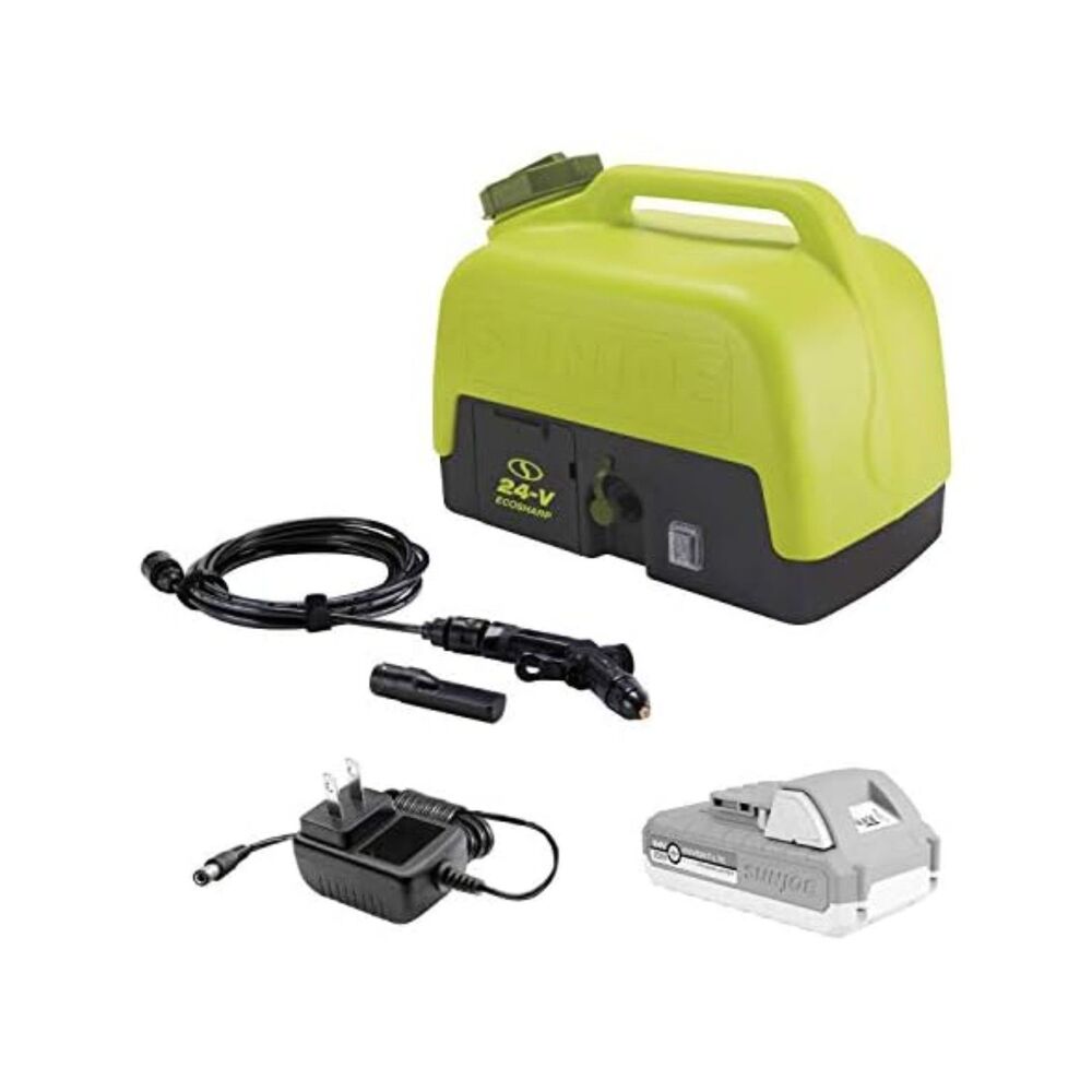 Sun Joe Cordless Portable Spray & Pressure Washer w/ Battery & Charger, 24V W